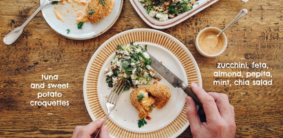 IATB Tuna Croquettes + Zucchini Salad Slider